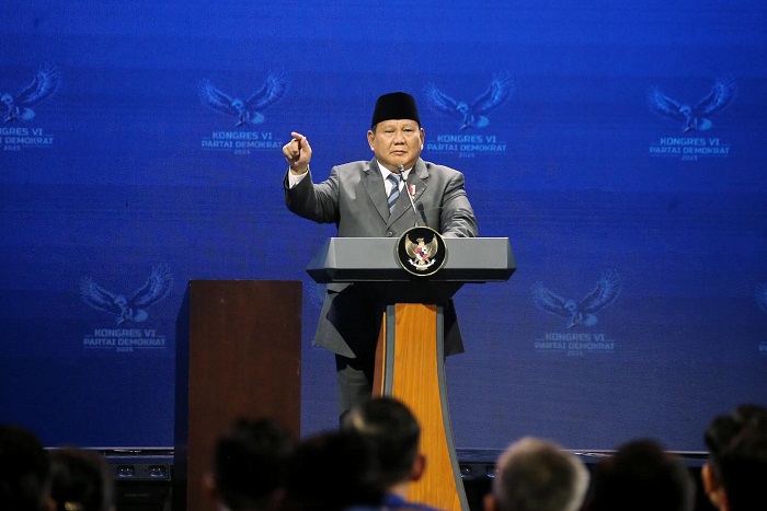 Presiden RI Prabowo Subianto saat Penutupan Kongres VI DPP Partai Demokrat di Jakarta. (Facebook.com @Agus Yudhoyono)